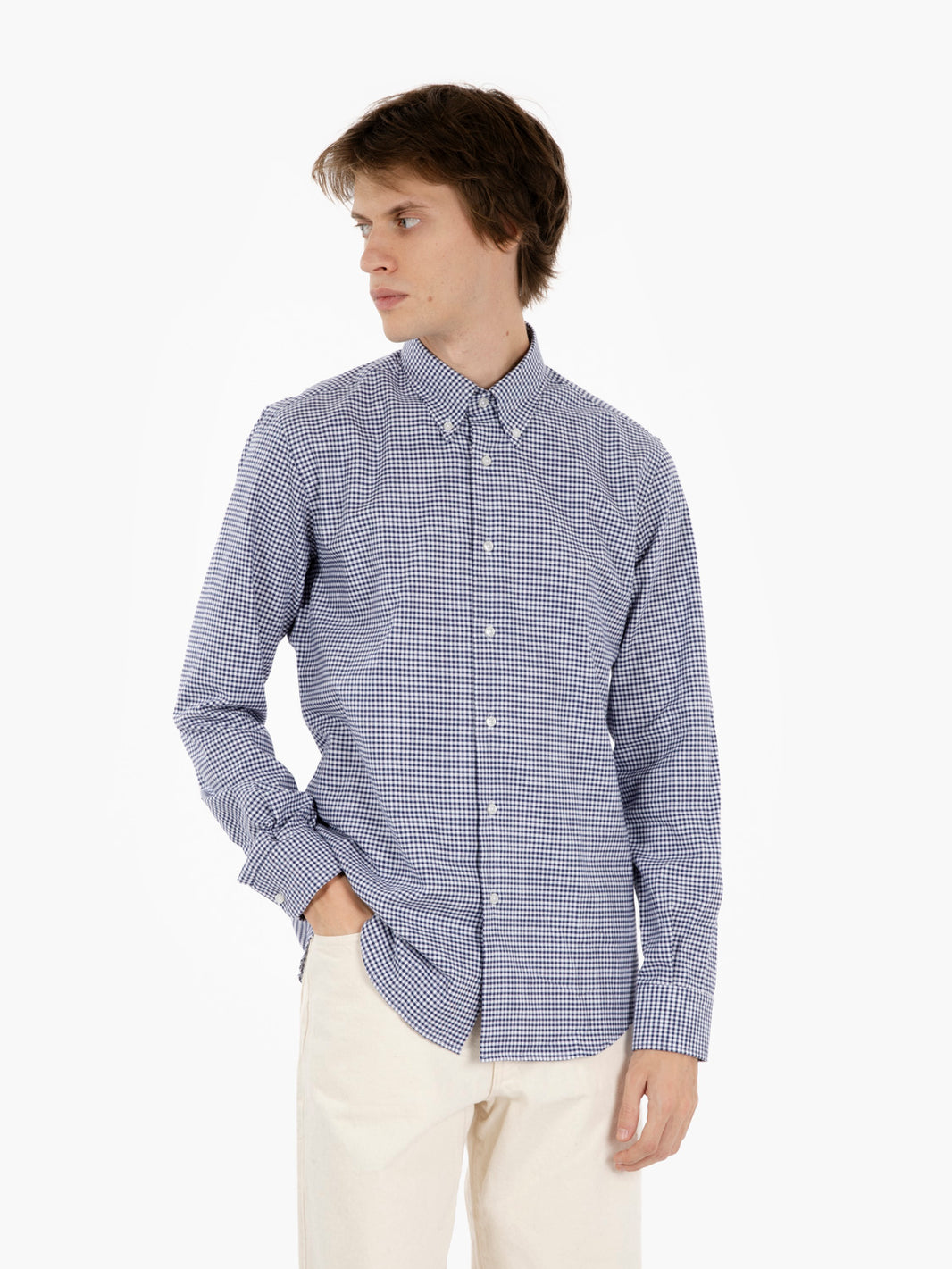 Camicia a quadretti blu / bianco