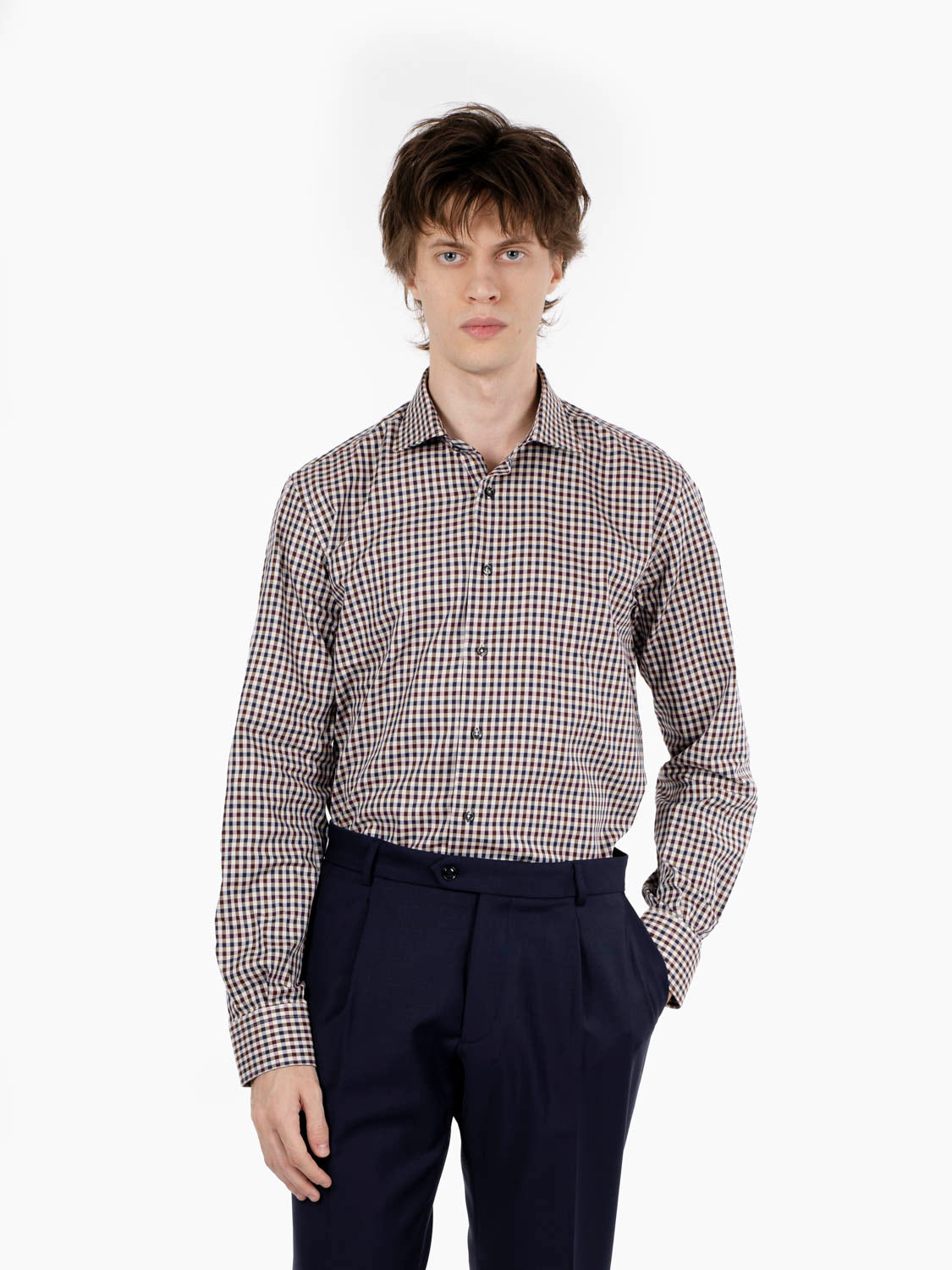 Camicia a quadri bordeaux / blu