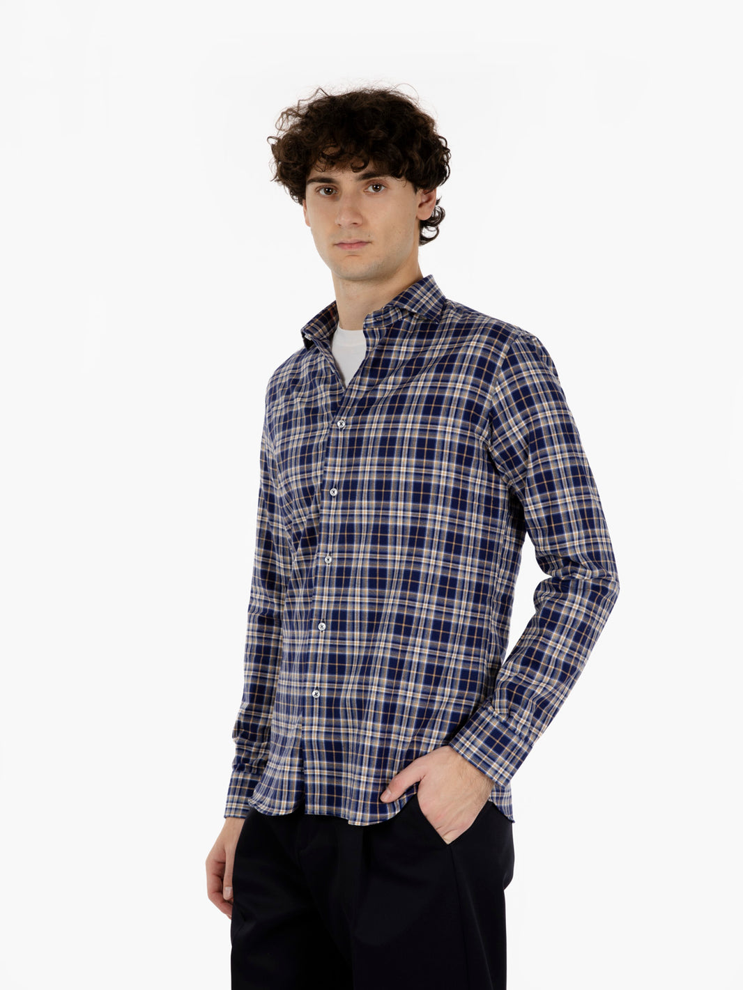 Blue/Beige Flannel Check Shirt