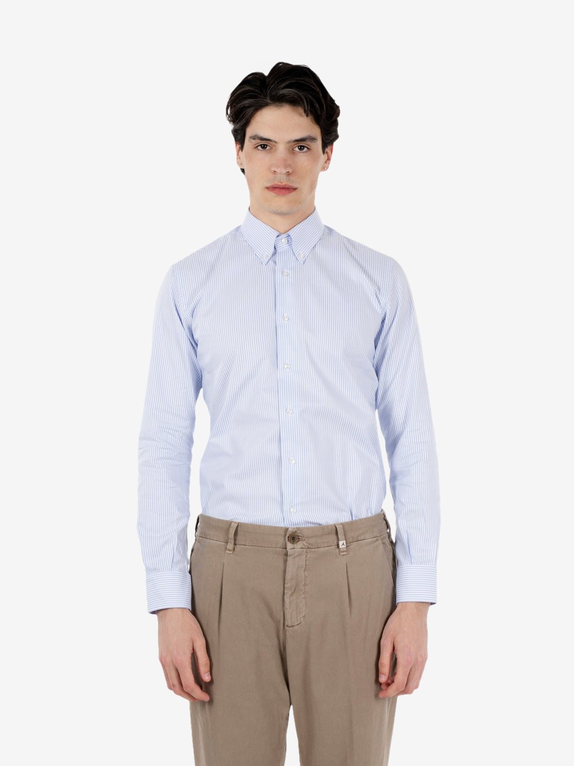 Light blue / white striped button-down shirt