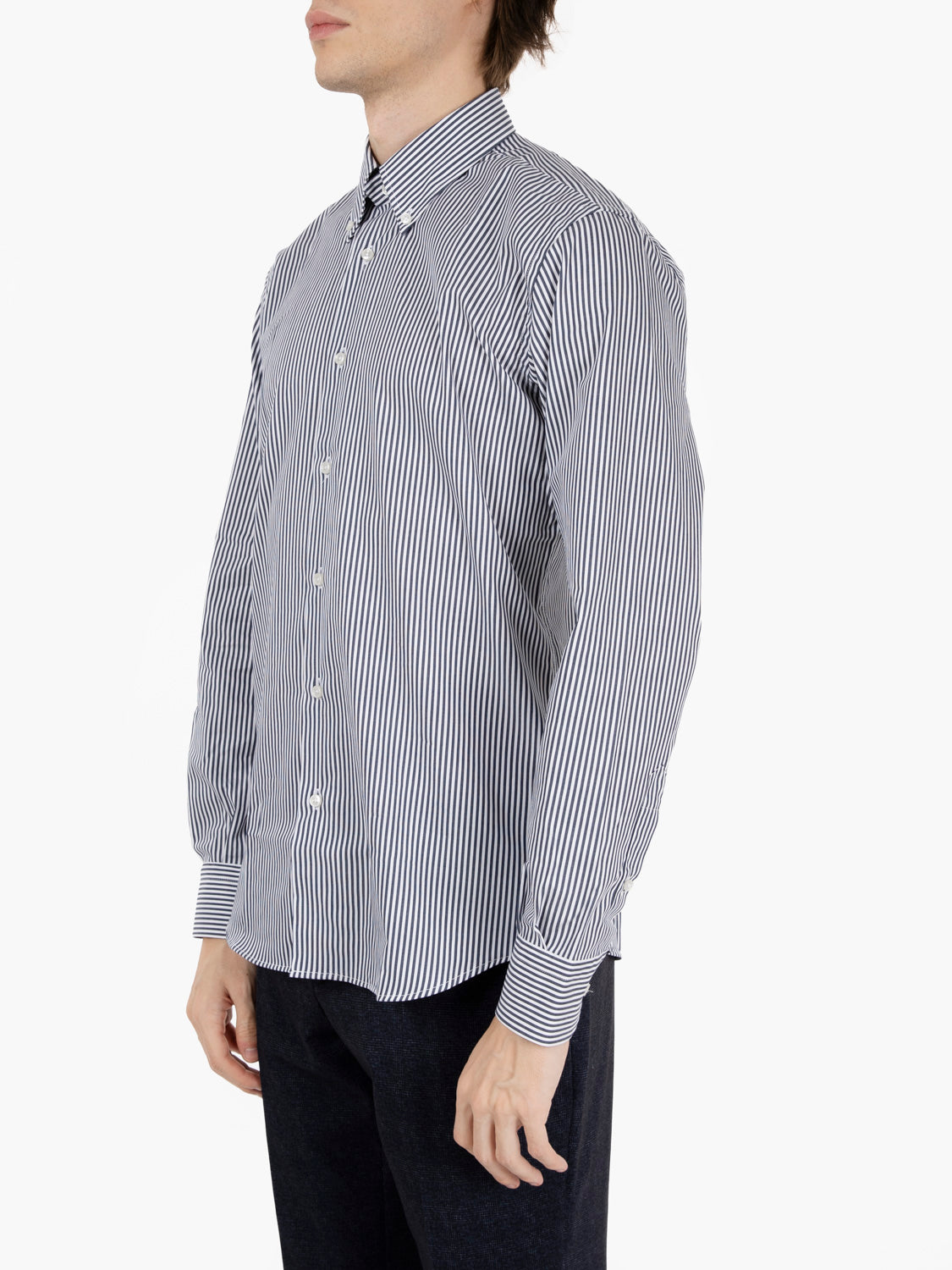 Camicia a righe in cotone no stiro blu