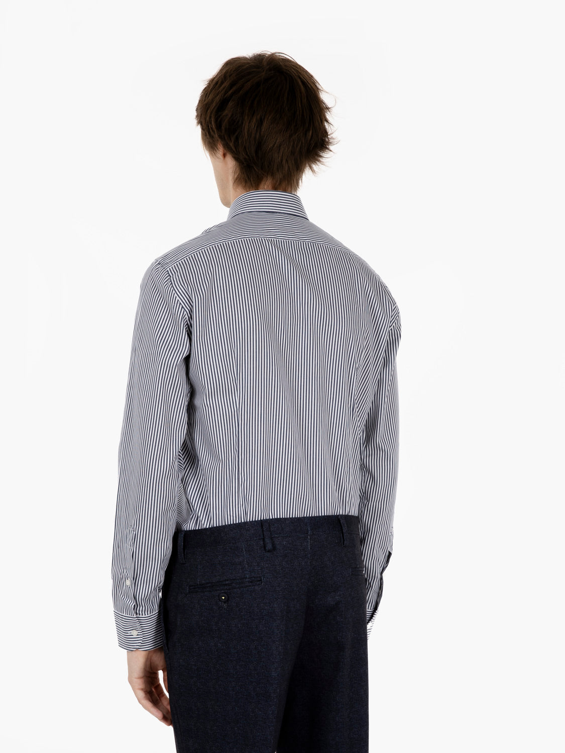 Camicia a righe in cotone no stiro blu