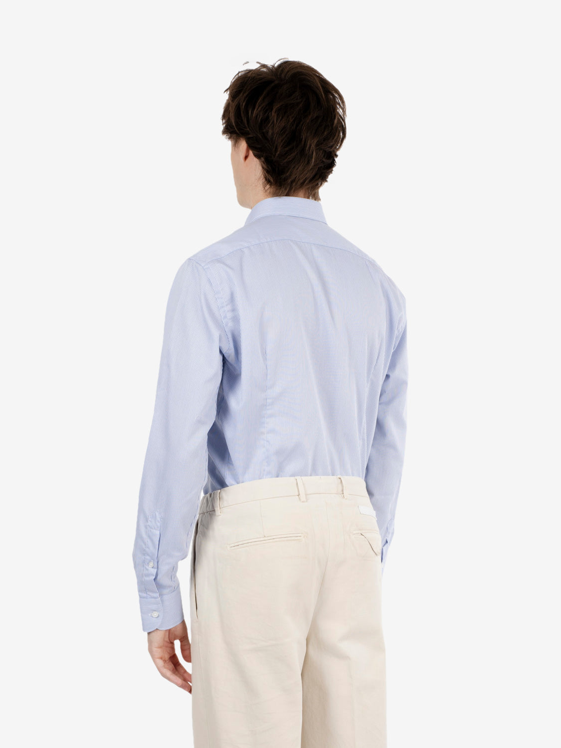 Camicia a righe no iron azzurra
