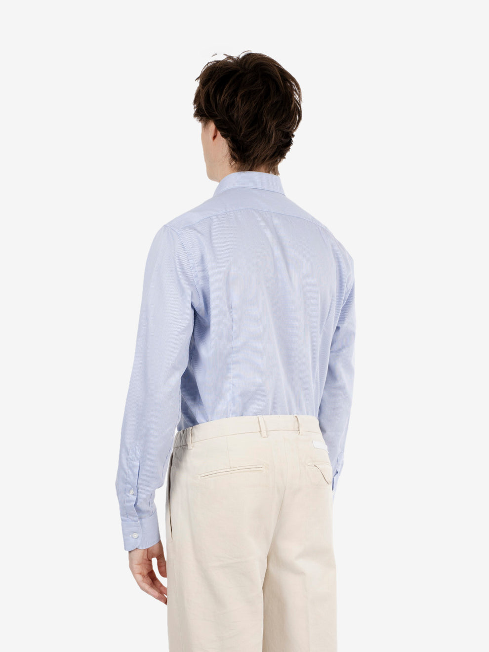 Camicia a righe no iron azzurra