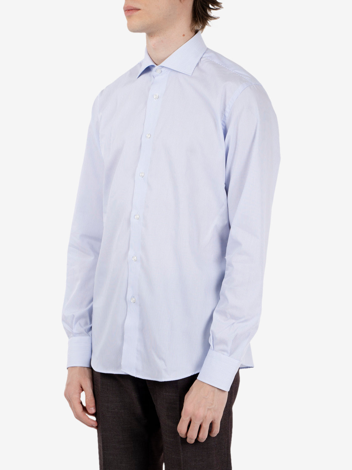 Camicia a righe no iron azzurro