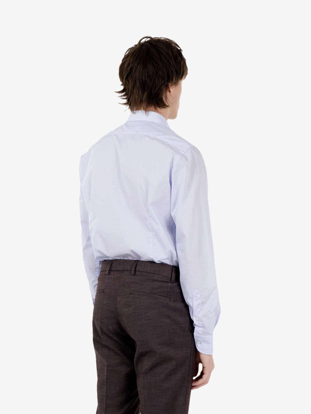 Camicia a righe no iron azzurro
