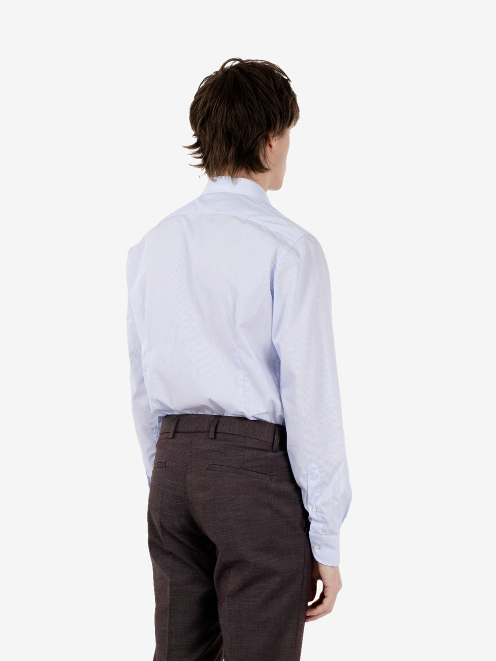 Camicia a righe no iron azzurro