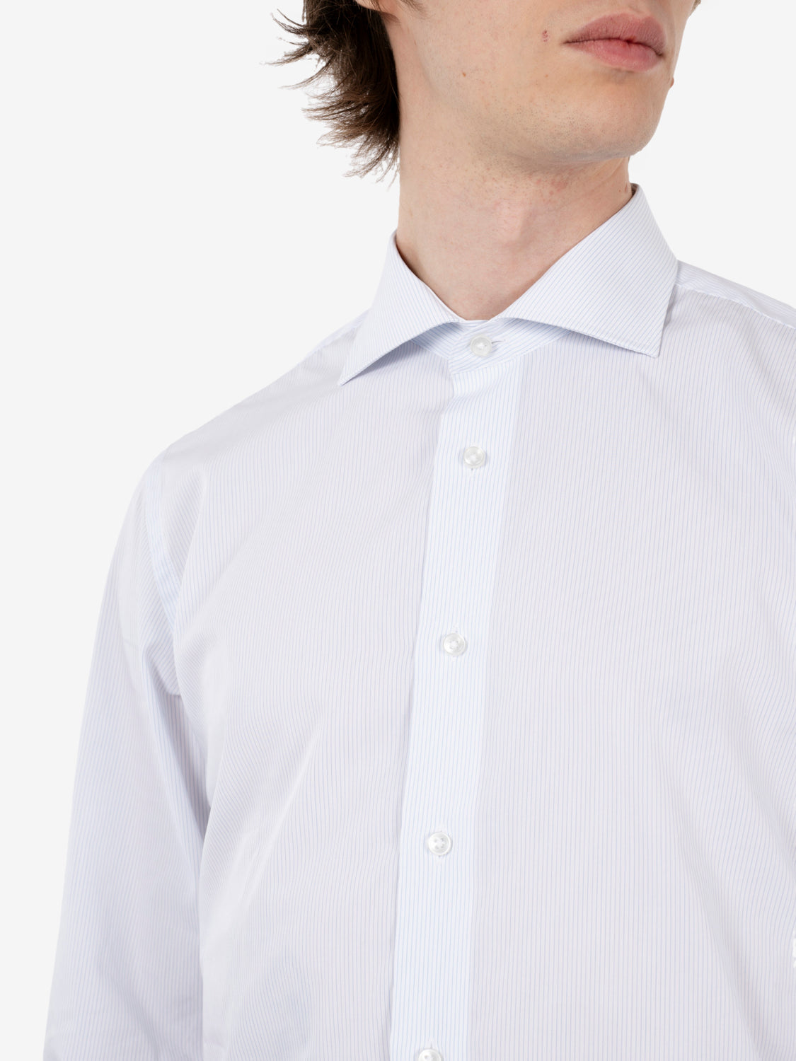 Non-iron striped shirt white / light blue