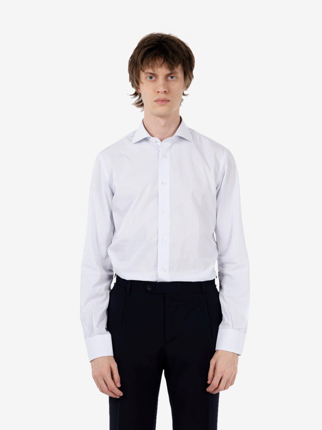 Non-iron striped shirt white / light blue
