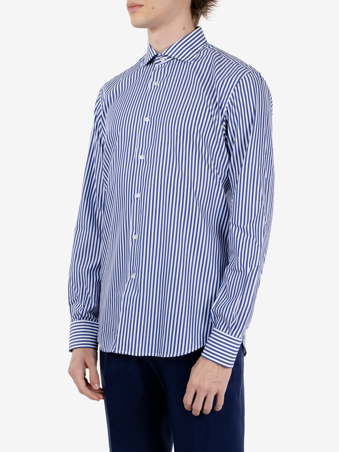 Camicia a righe no stiro blu / bianco