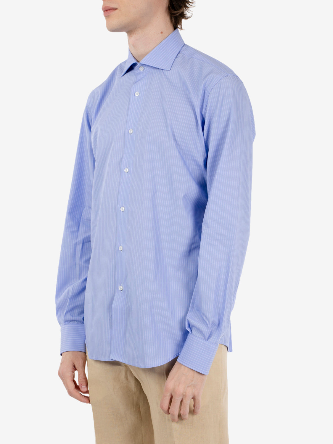 Camicia a righe no stiro blu / bianco