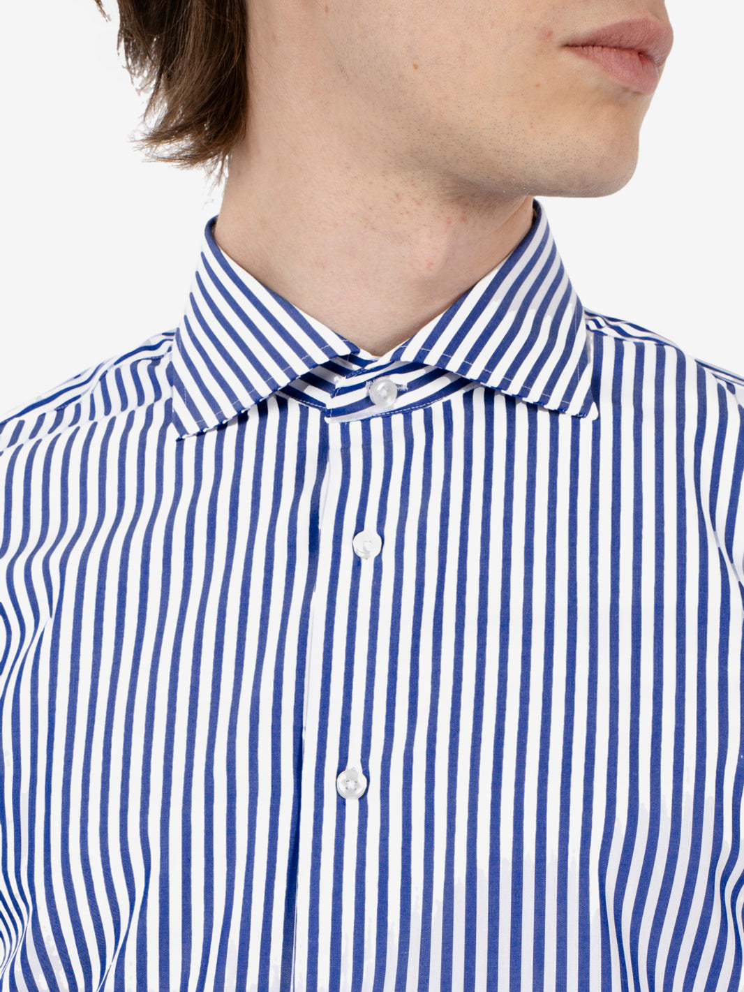 Camicia a righe no stiro blu / bianco