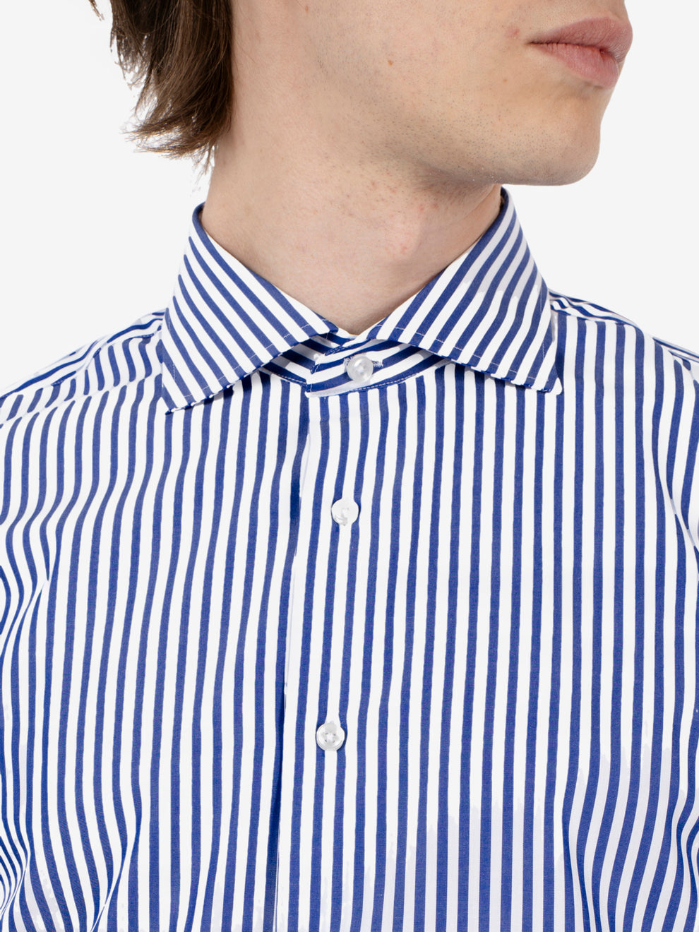 Camicia a righe no stiro blu / bianco
