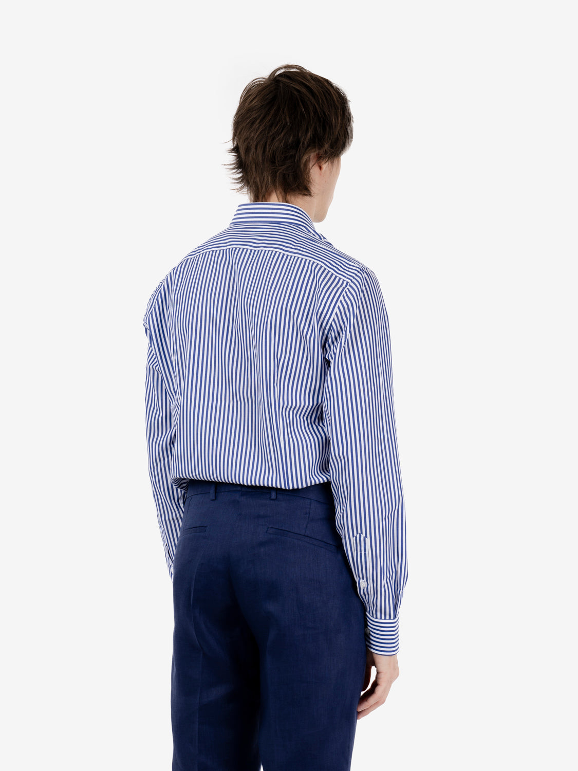 Camicia a righe no stiro blu / bianco