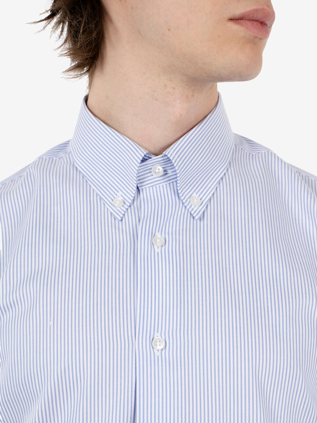 Striped shirt in light blue / white cotton