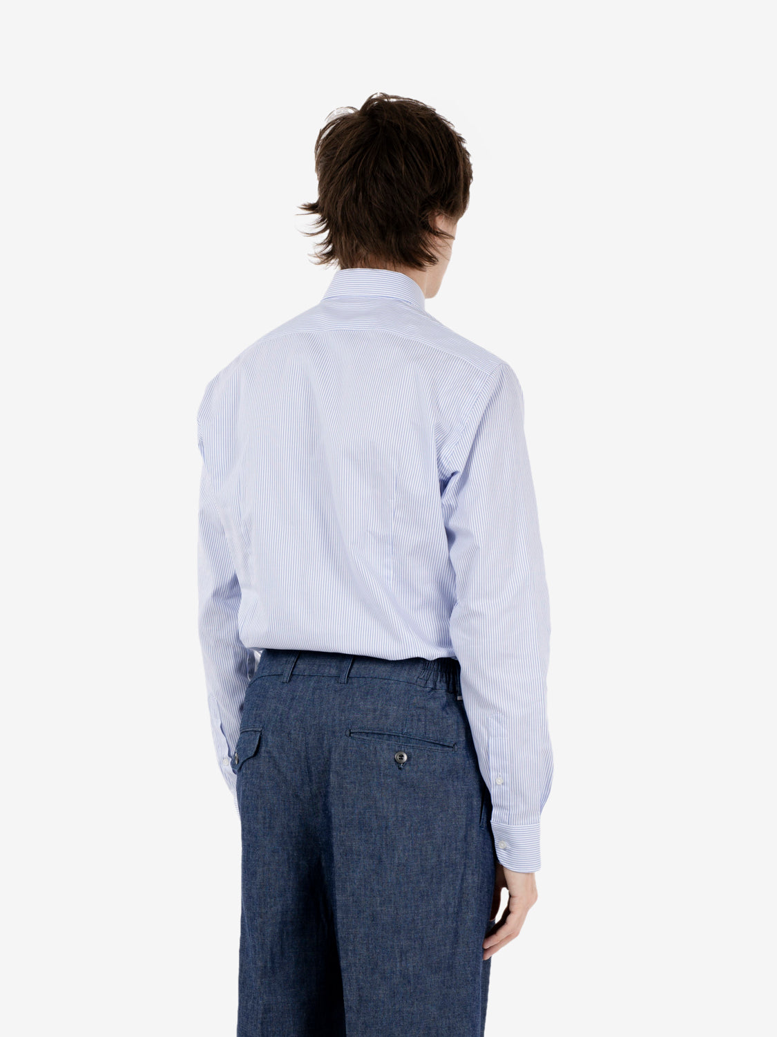 Camicia a righe on cotone azzurro / bianco