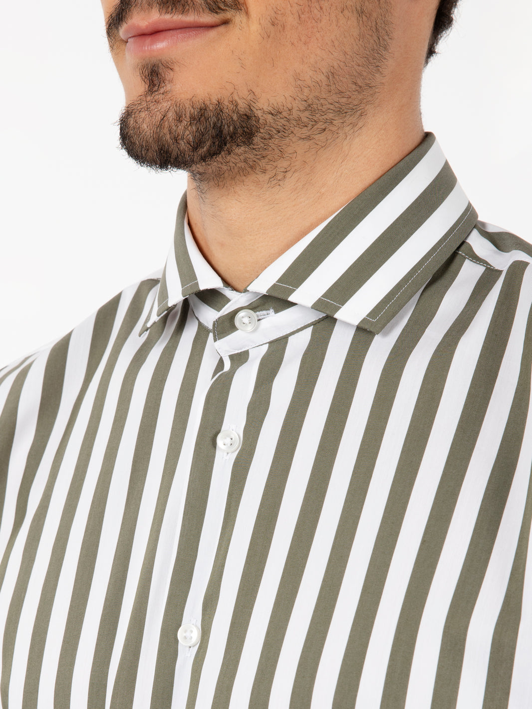 Green/white striped shirt