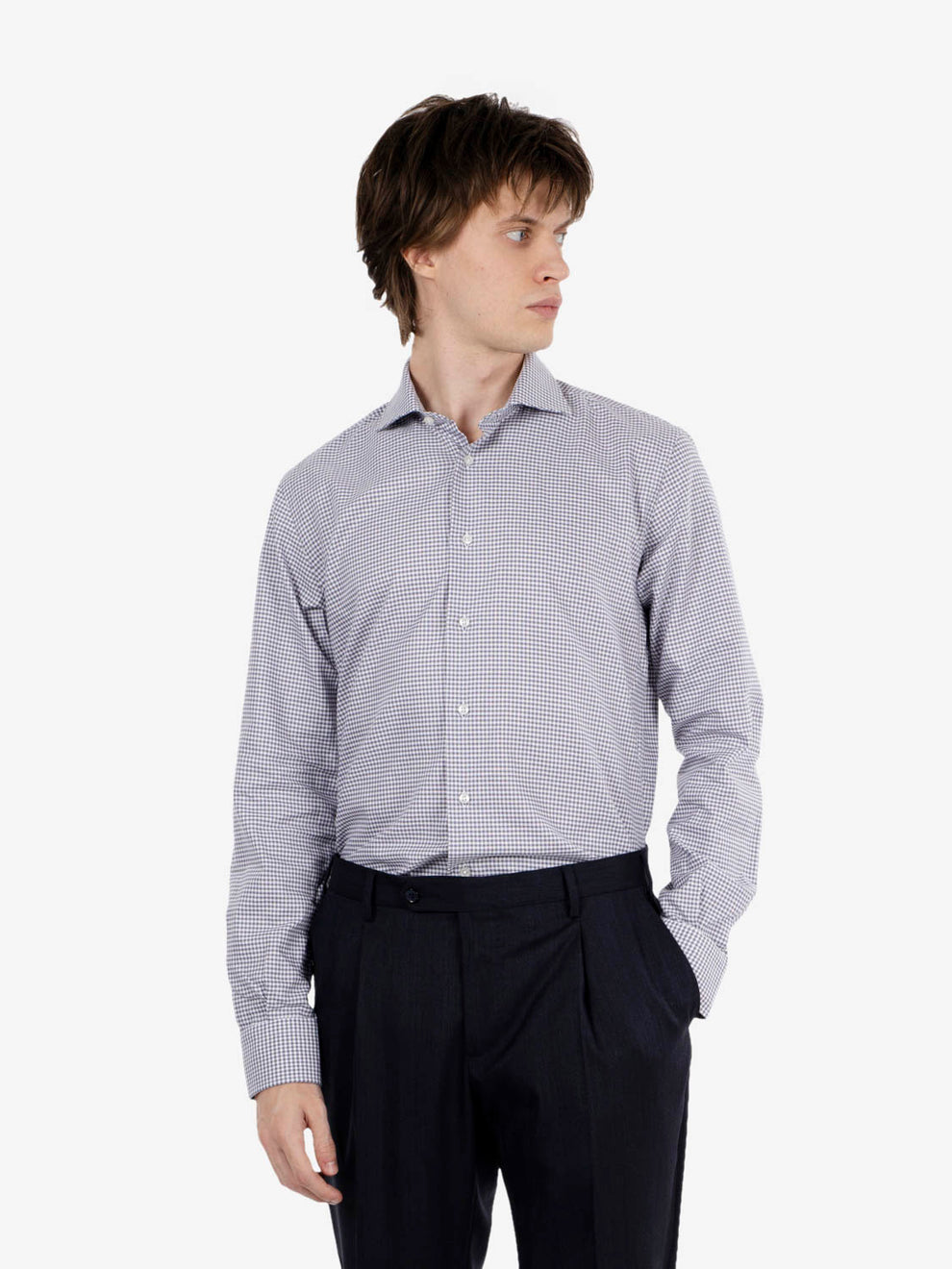 White / grey houndstooth shirt