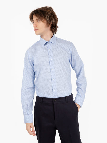 Camicia con microfantasia azzurro