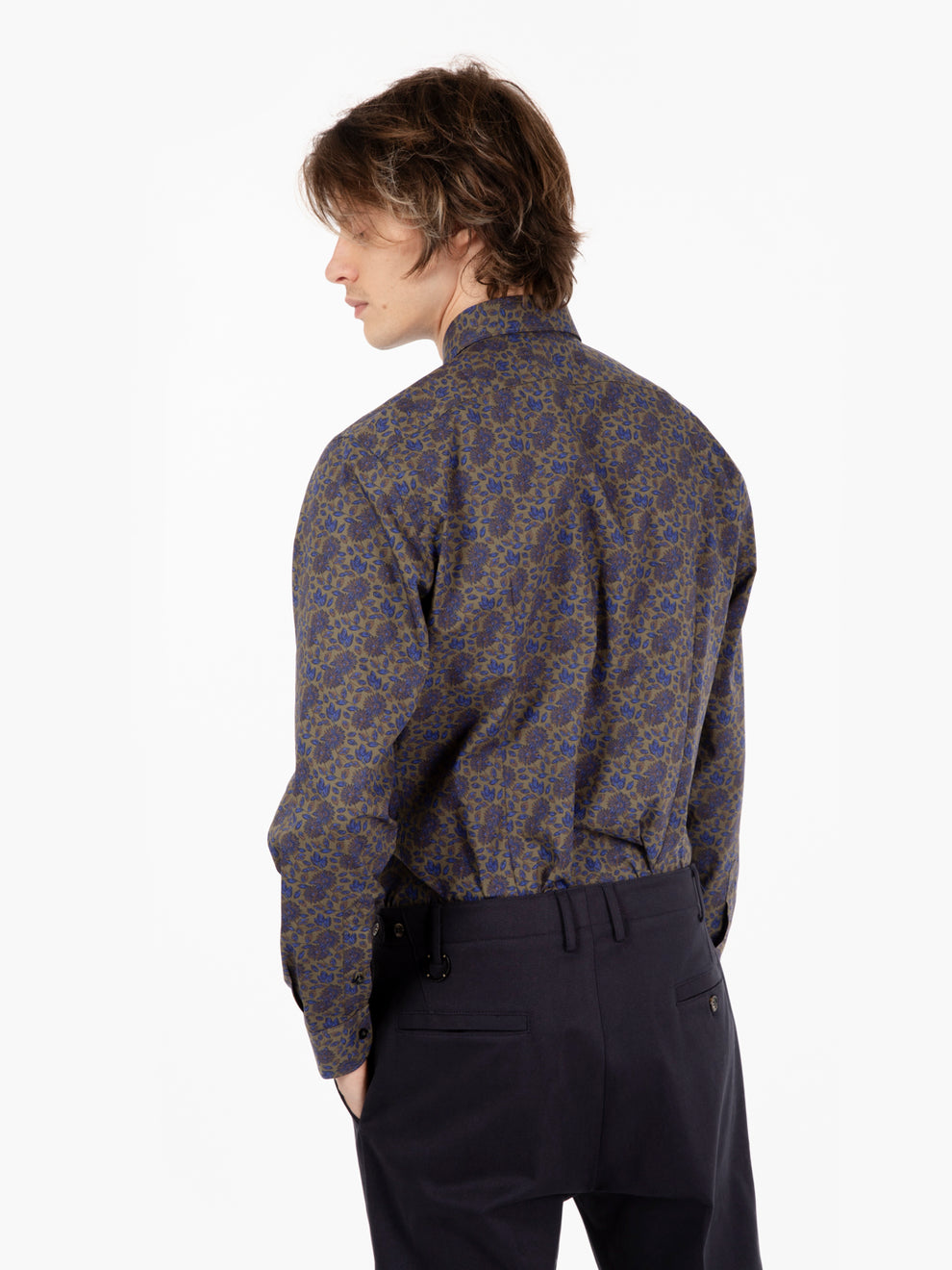 Camicia con stampa floreale verde / blu