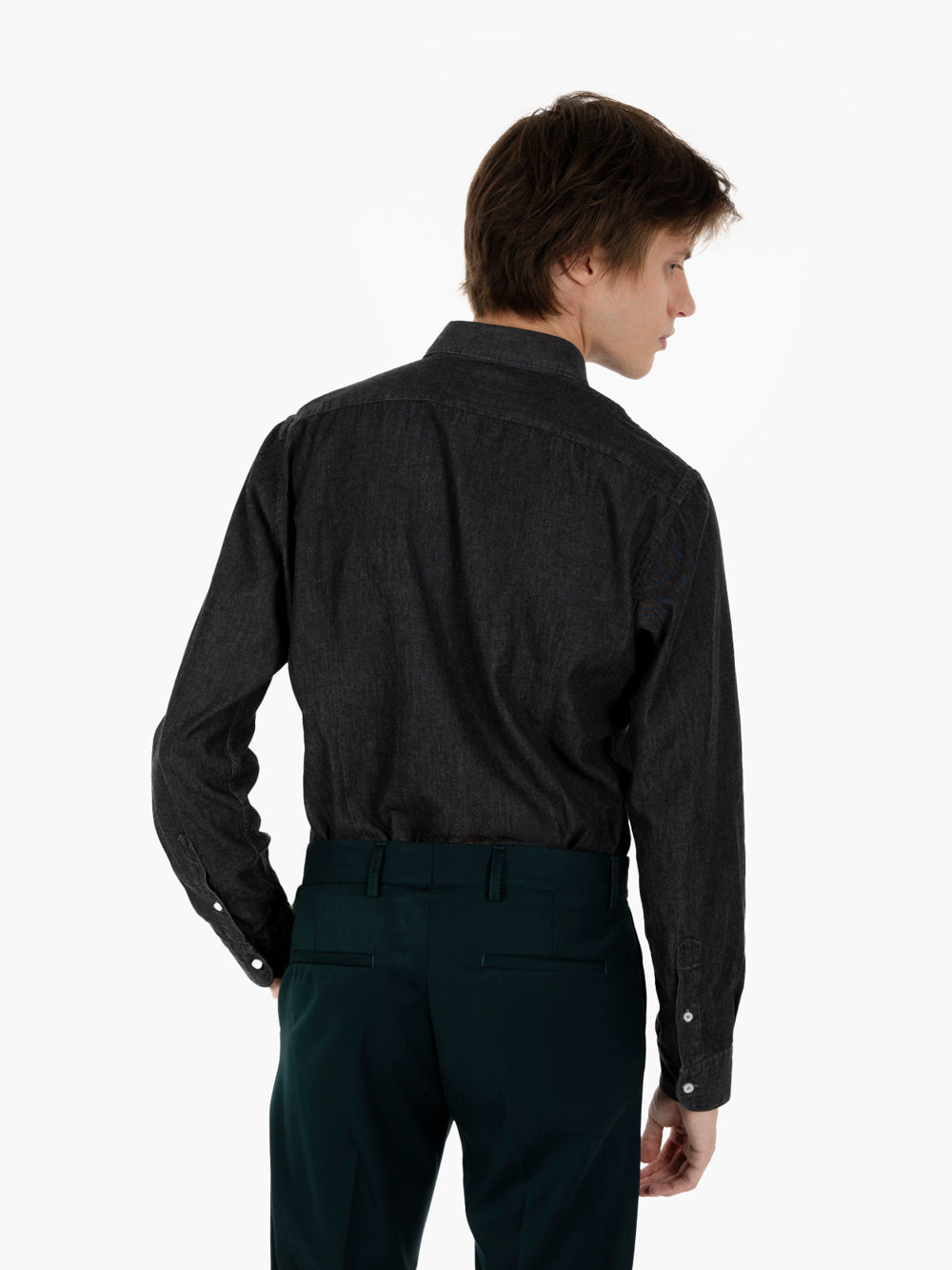 Camicia denim di cotone antracite