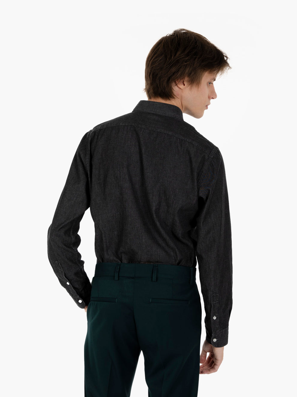 Camicia denim di cotone antracite