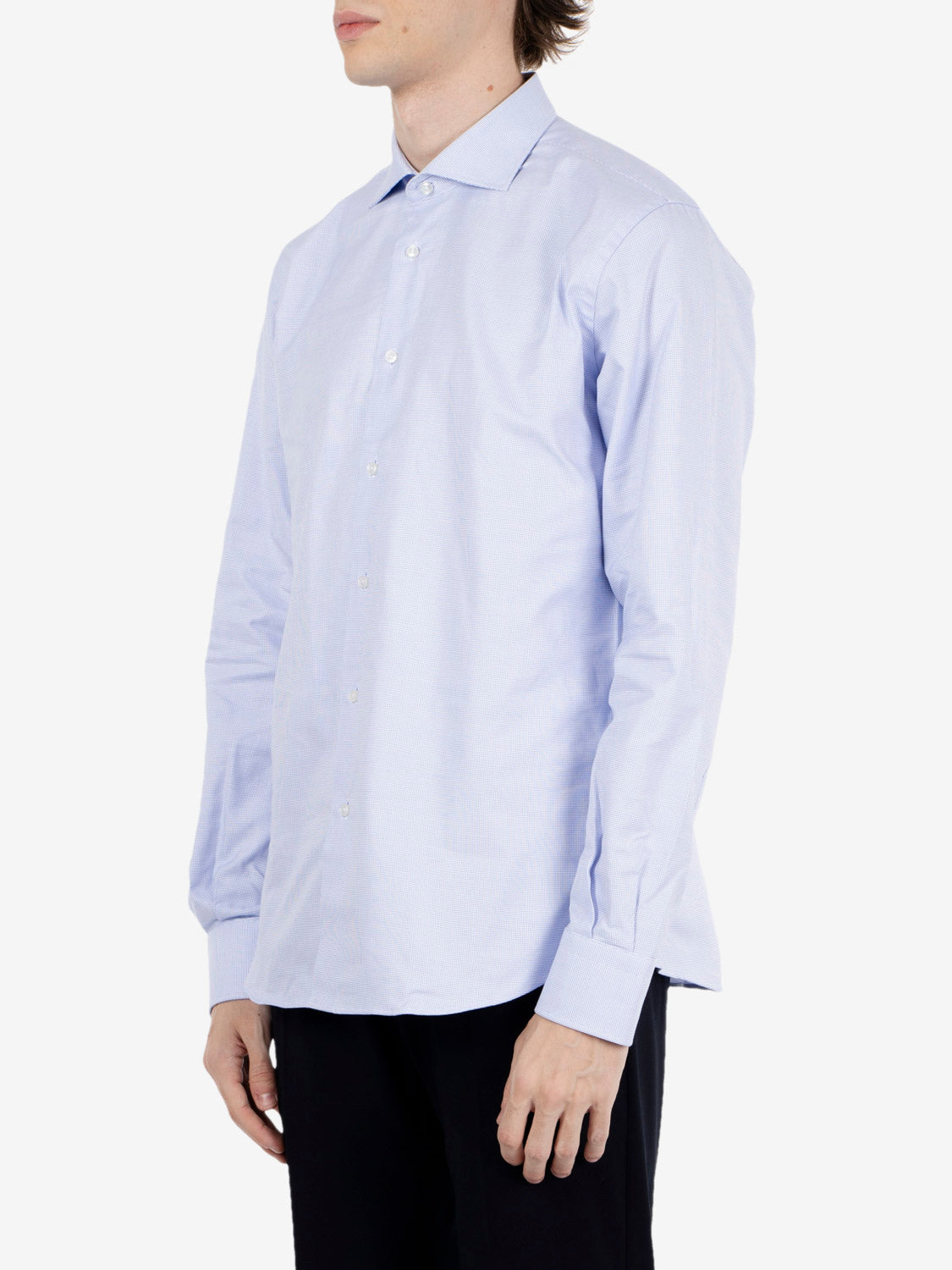 Camicia doppio ritorto azzurra microfantasia