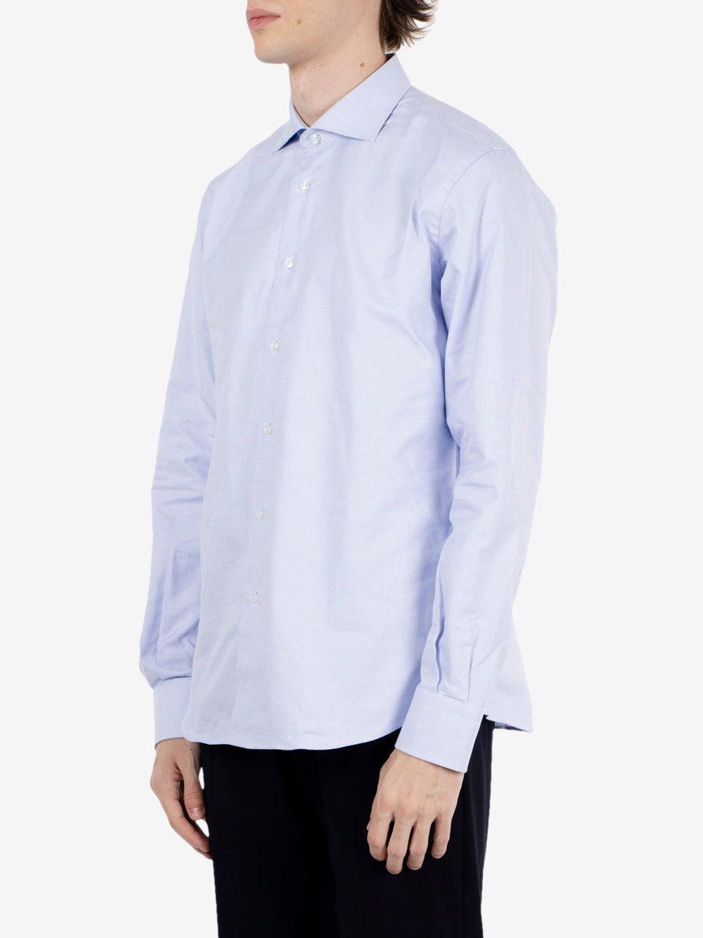 Camicia doppio ritorto azzurra microfantasia