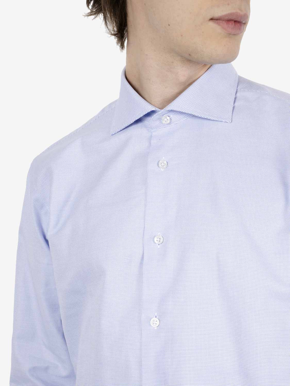 Camicia doppio ritorto azzurra microfantasia