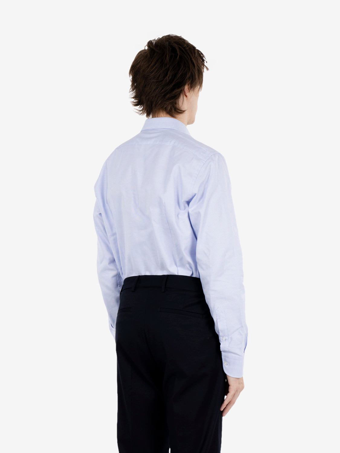 Camicia doppio ritorto azzurra microfantasia