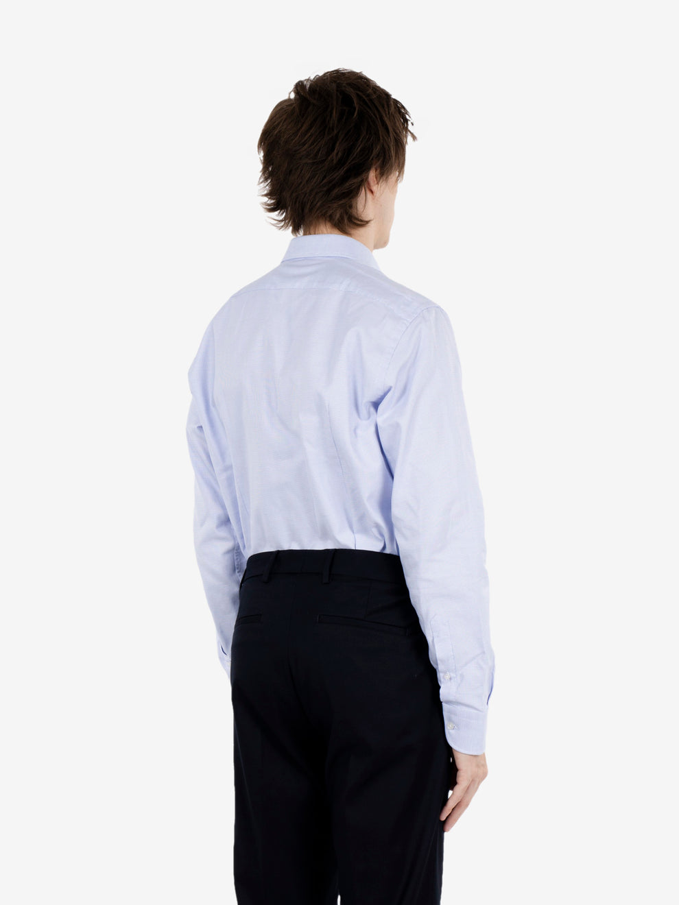 Camicia doppio ritorto azzurra microfantasia