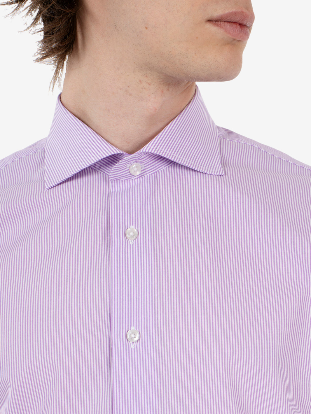 Camicia fantasia a righe viola