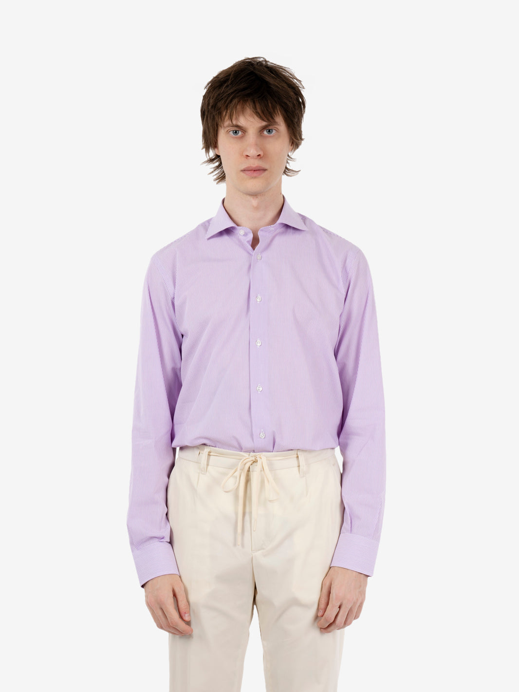 Camicia fantasia a righe viola