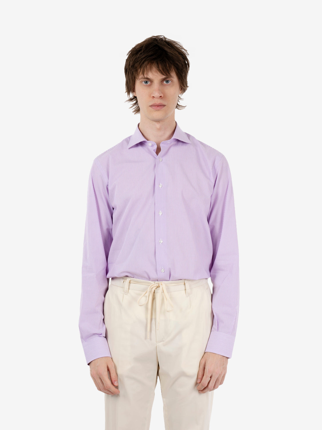 Purple striped patterned shirt
