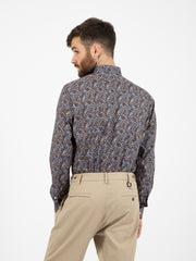 THE SARTORIALIST - Camicia fantasia botanica blu / marrone