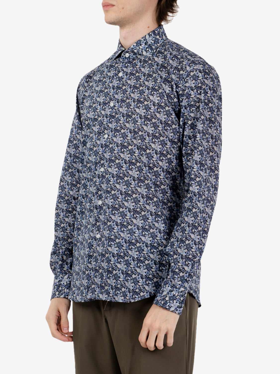 Camicia fantasia floreale blu