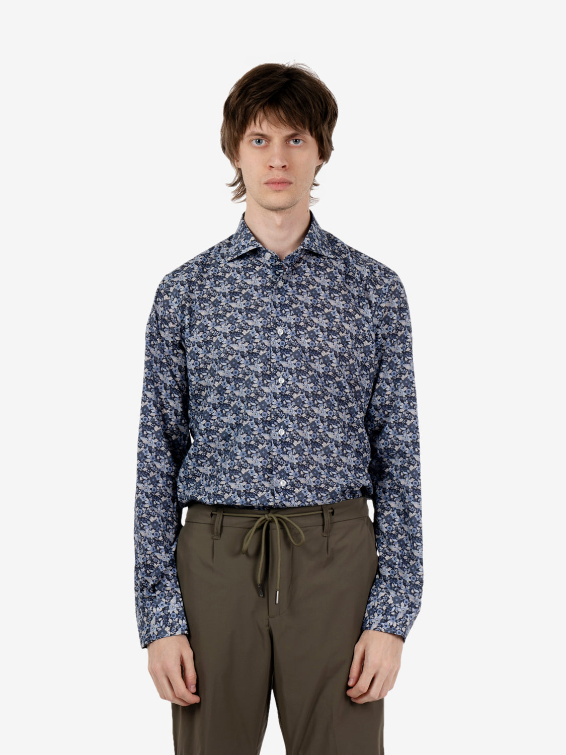 Camicia fantasia floreale blu