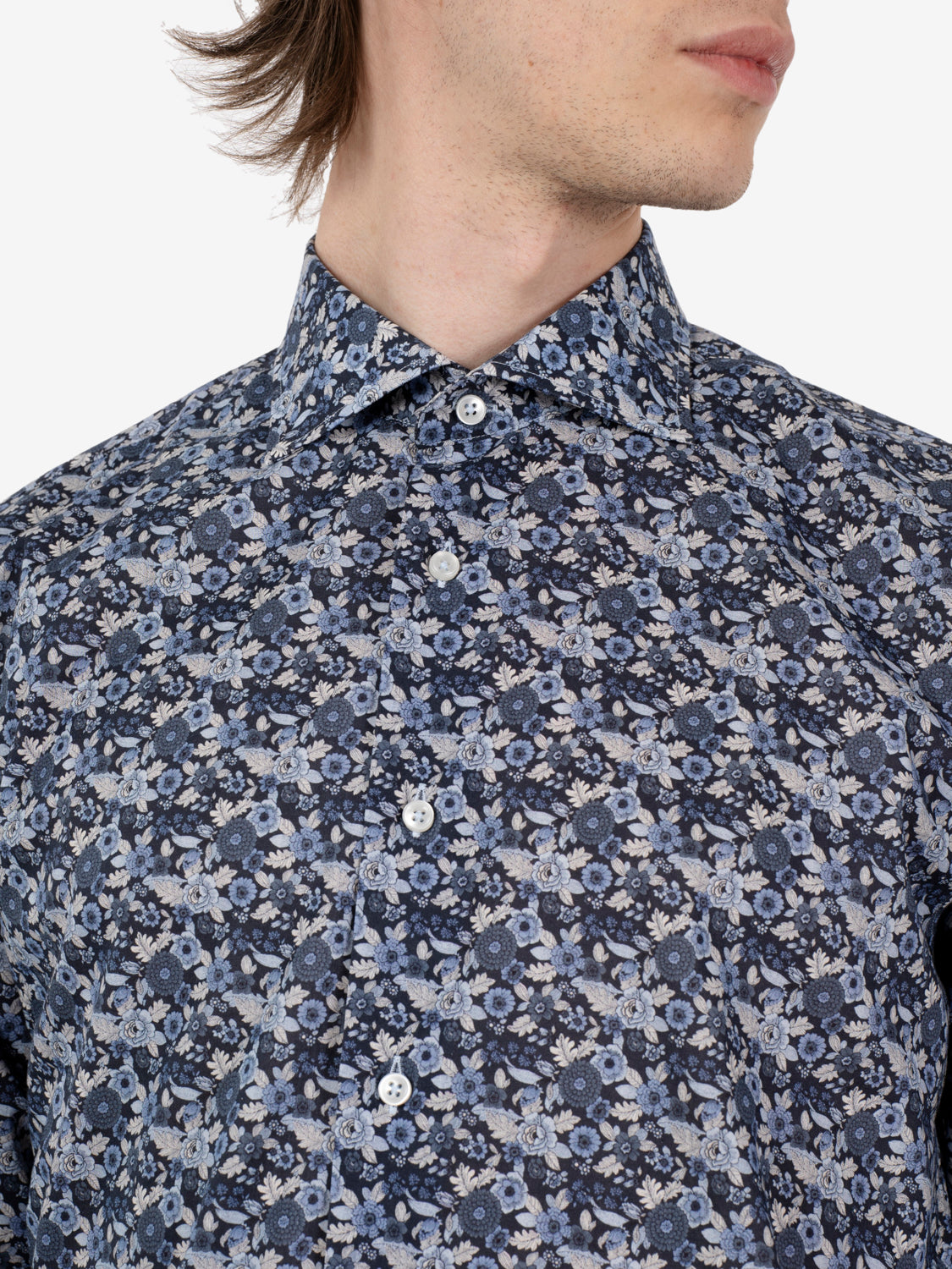 Camicia fantasia floreale blu