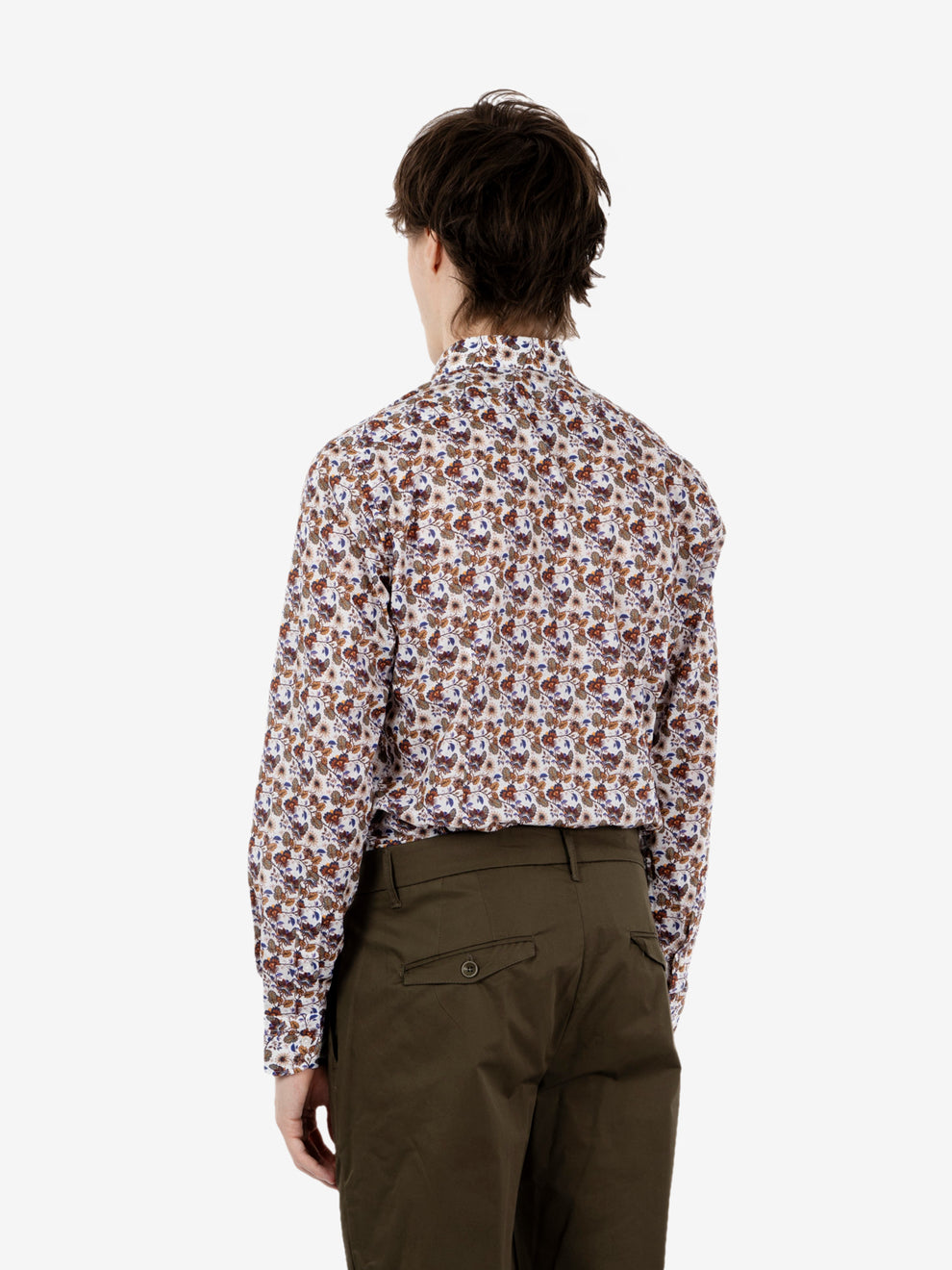 Camicia floreale in cotone marrone