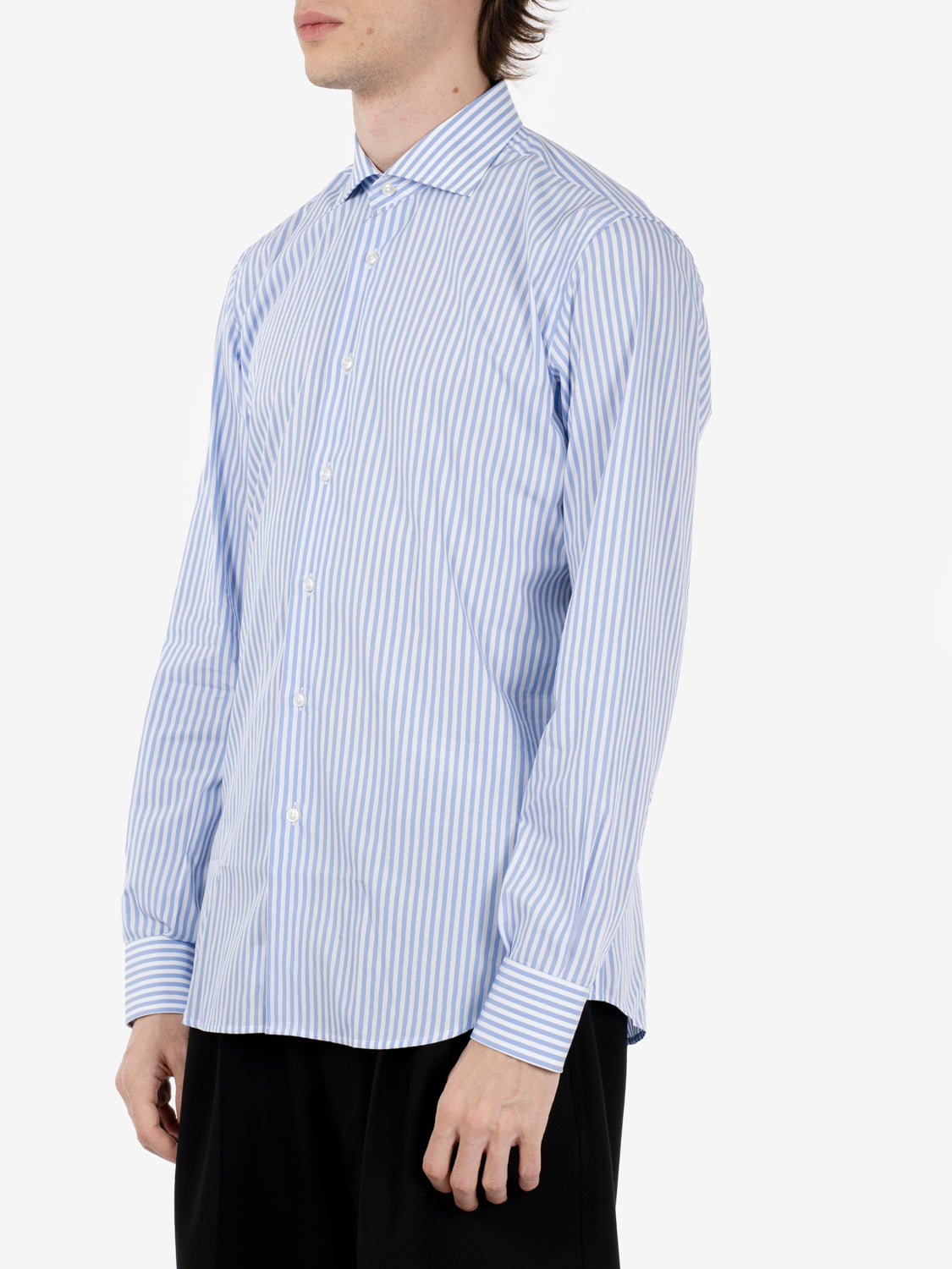 Camicia in cotone a righe azzurro / bianco