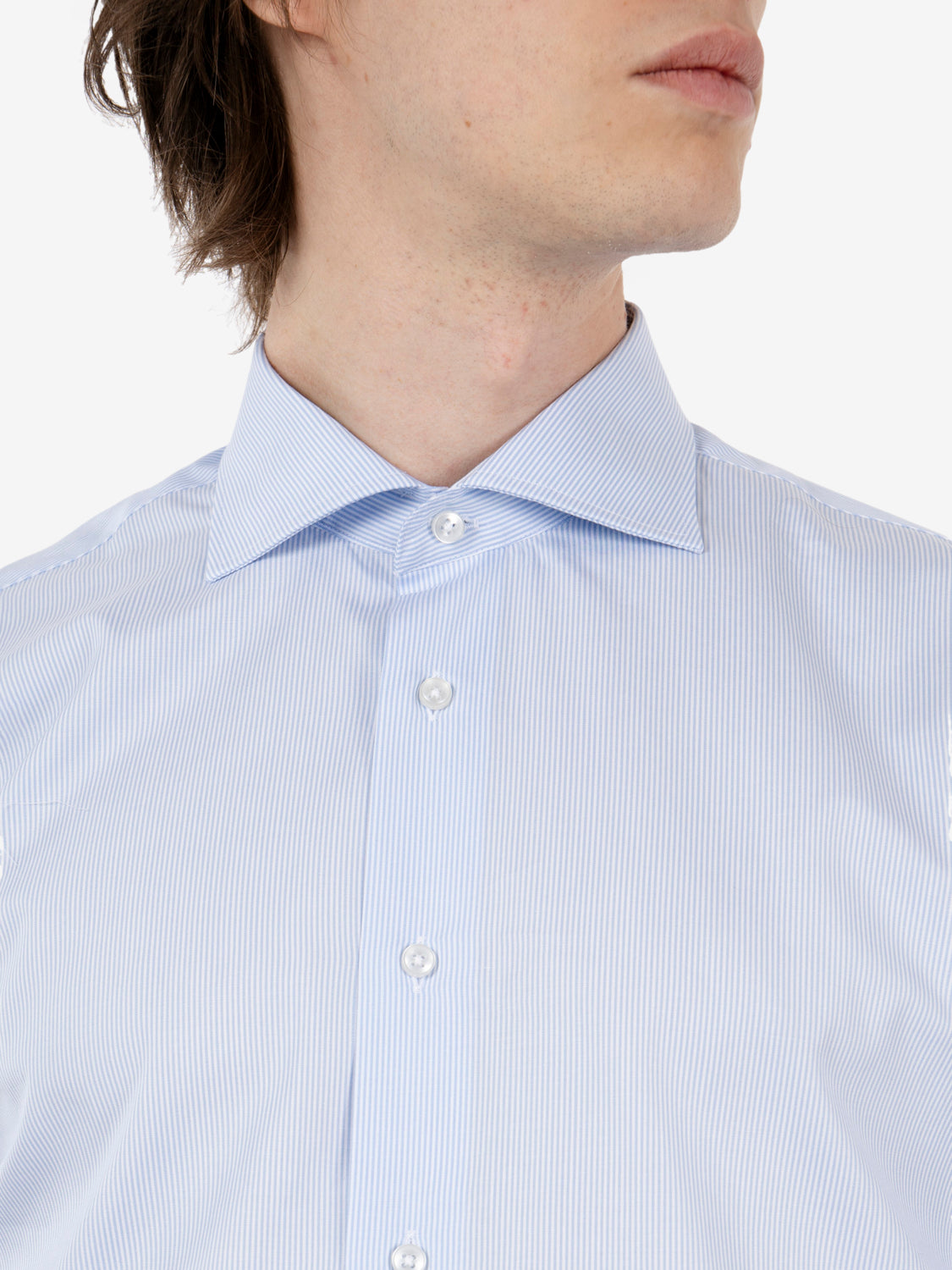 Camicia in cotone a righe azzurro