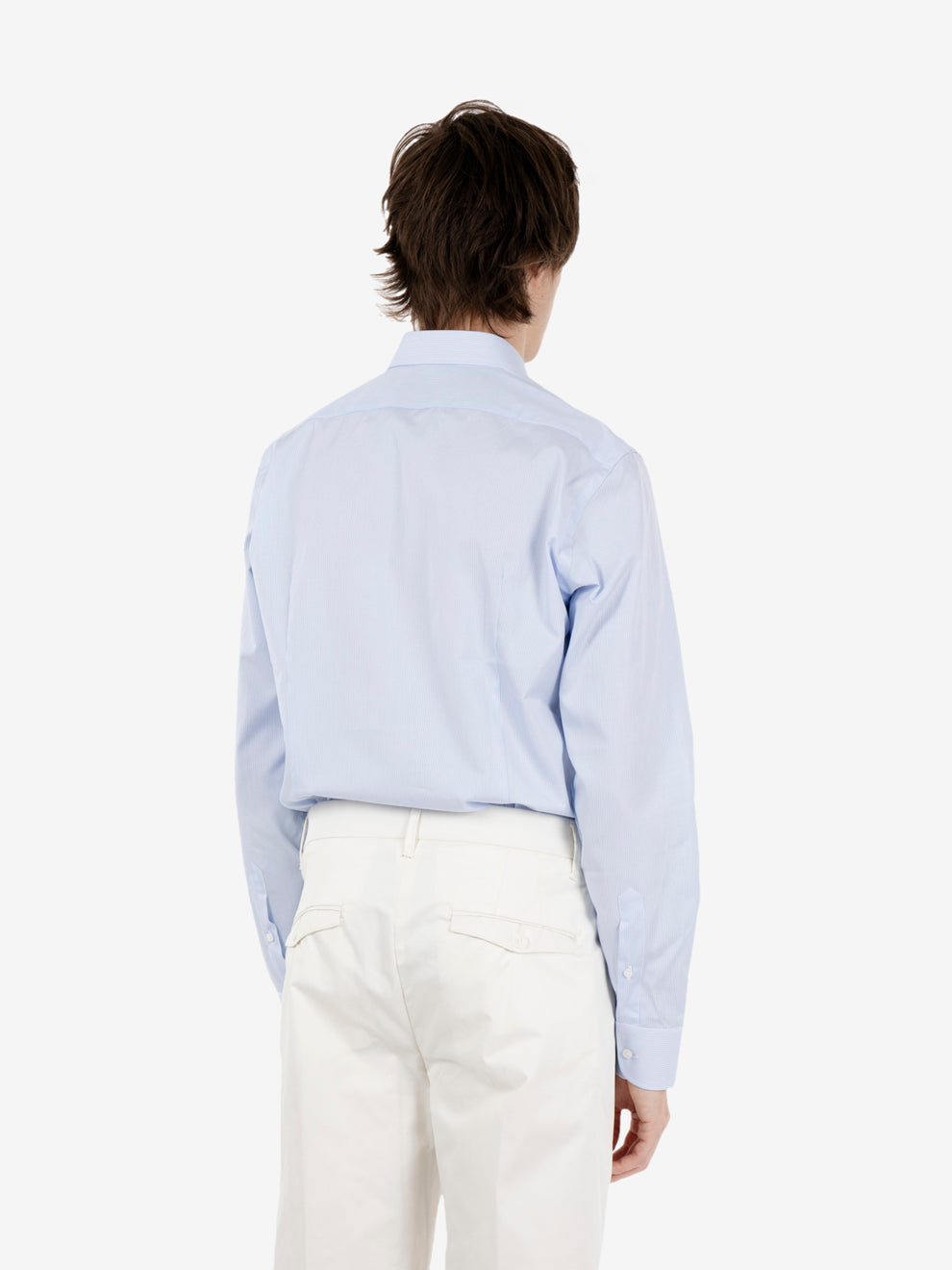 Camicia in cotone a righe azzurro