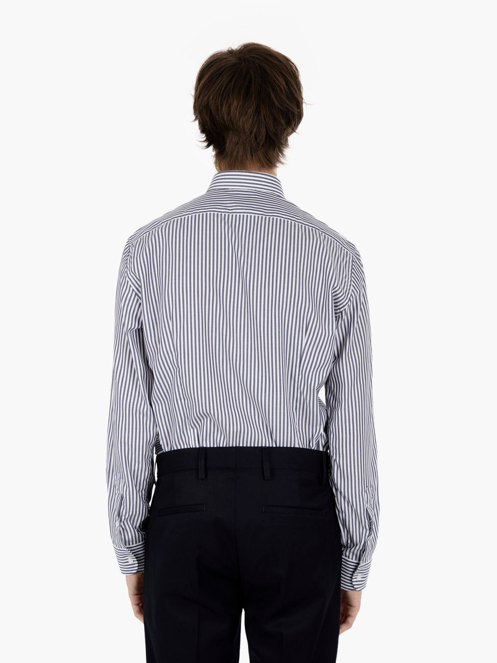Camicia in cotone a righe bianco / blu