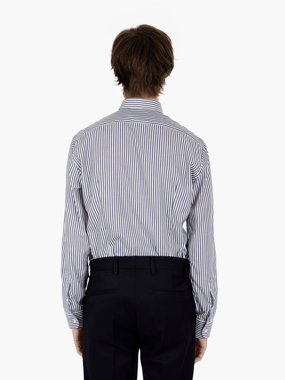 Camicia in cotone a righe bianco / blu