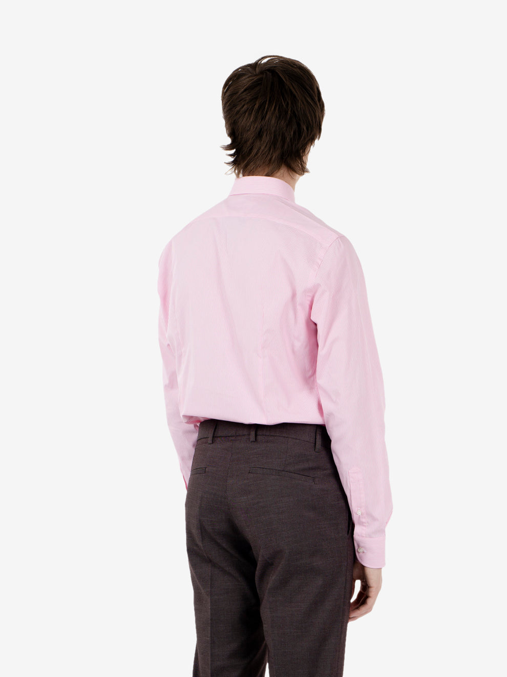Camicia in cotone a righe rosa / bianco