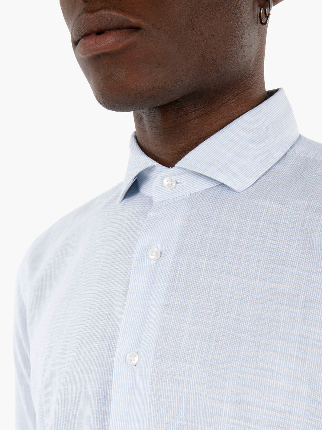 Camicia in cotone microriga azzurro
