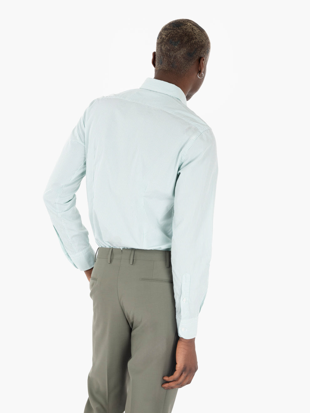 Camicia in cotone righetta verde