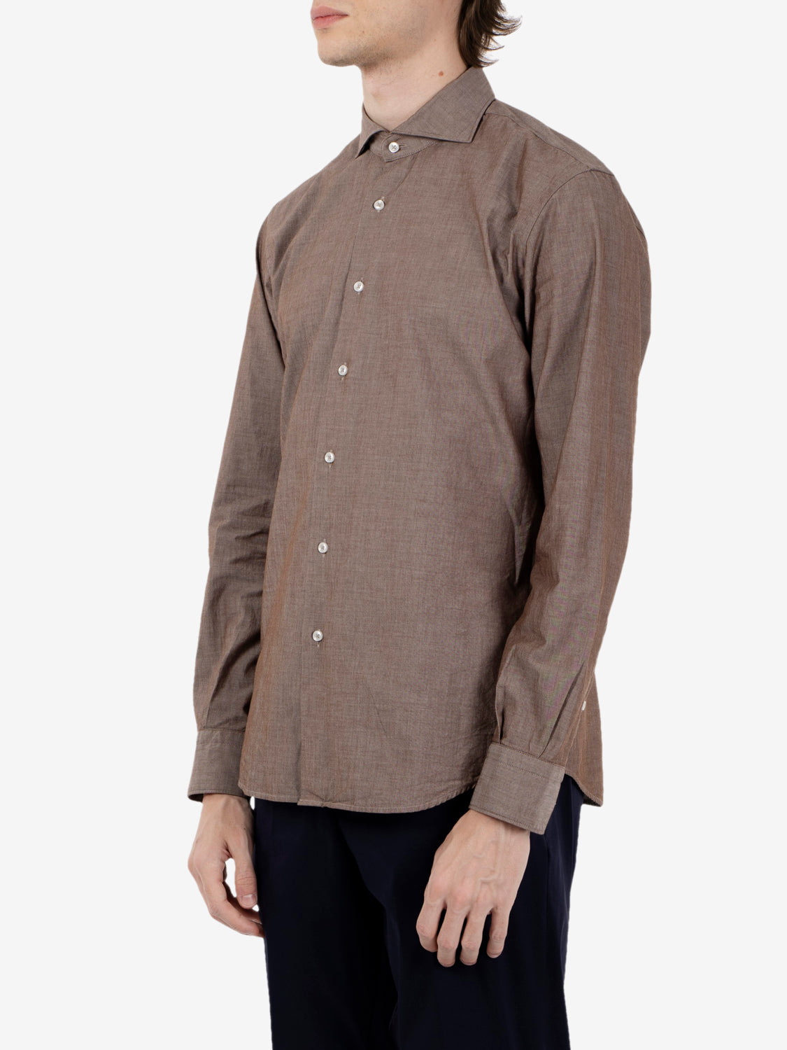 Solid dark brown cotton shirt