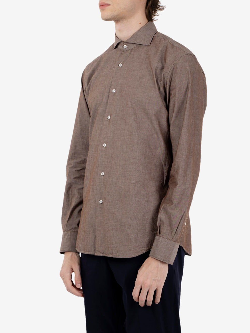 Solid dark brown cotton shirt