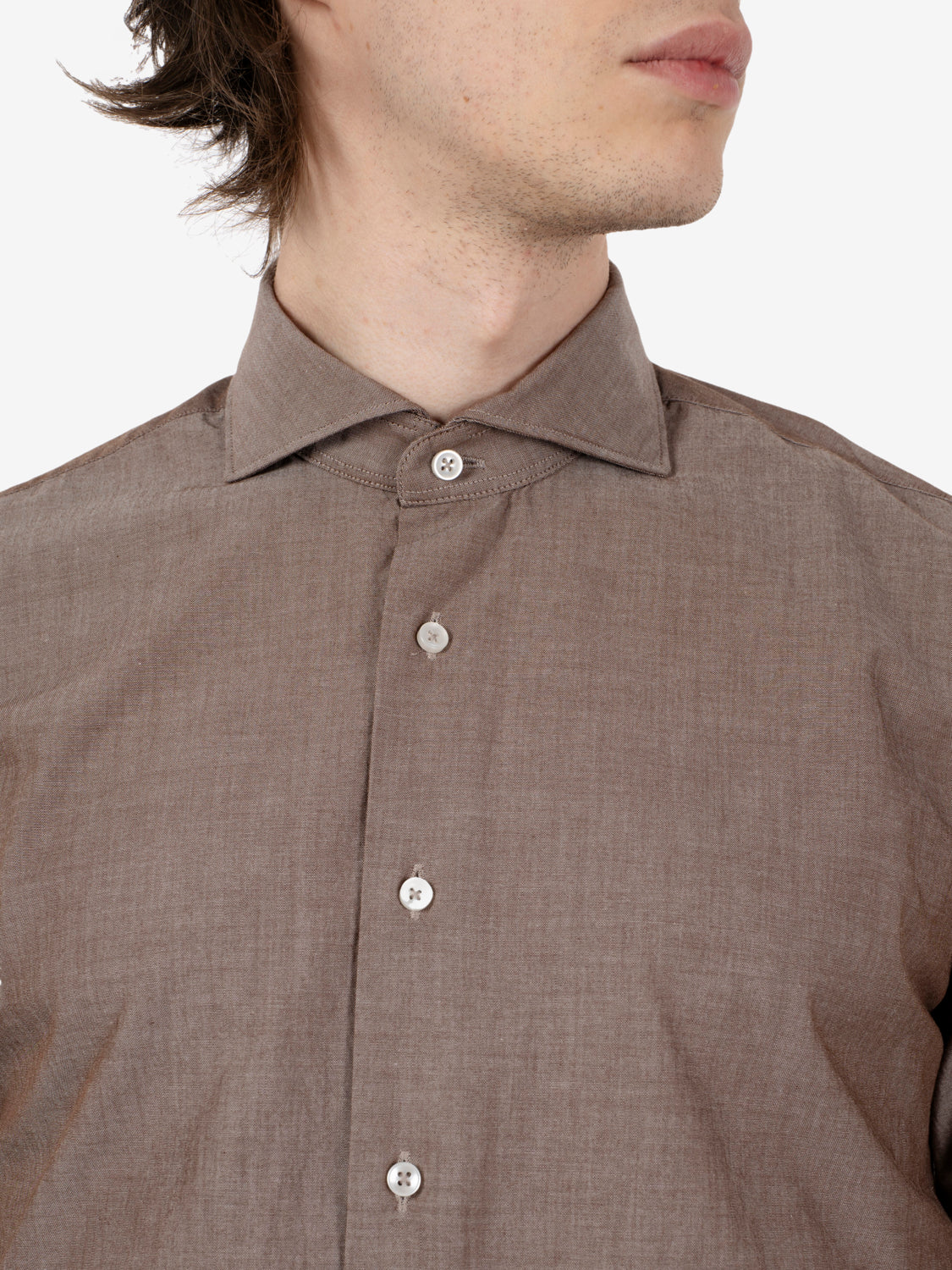 Solid dark brown cotton shirt